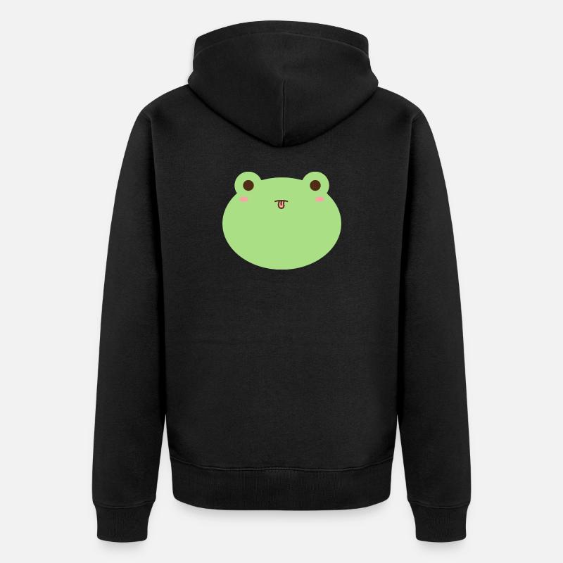 Mignon grenouille dessin animé visage design - Veste à capuche bio Premium Unisexe - noir