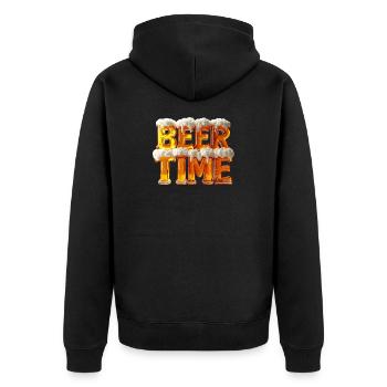 Beer Time – 3D Bierglas-Buchstaben mit Schaum - Unisex Premium Bio Zip Hoodie - Schwarz - Hinten - Nico (187cm)