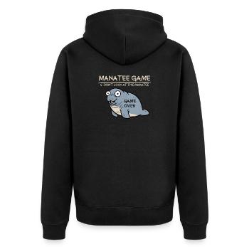 Manatee Game: Don't look at the manatee! Funny - Unisex Premium Organic Zip Hoodie - black - Back - Nico (187cm)