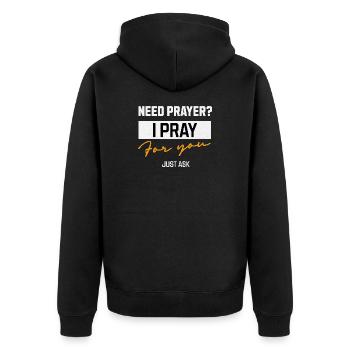 I Pray for You Prayer Message - Unisex Premium Organic Zip Hoodie - black - Back - Nico (187cm)