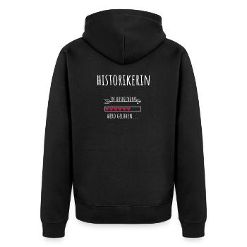 Historian Student Profession Education - Unisex Premium Organic Zip Hoodie - black - Back - Nico (187cm)