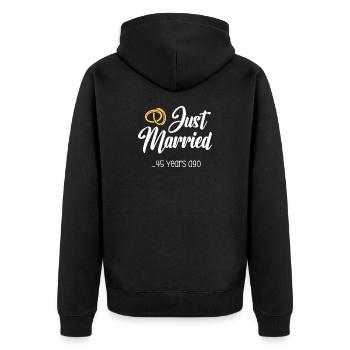 Just Married 45 Years Marriage Married Anniversary - Unisex Premium Organic Zip Hoodie - black - Back - Nico (187cm)