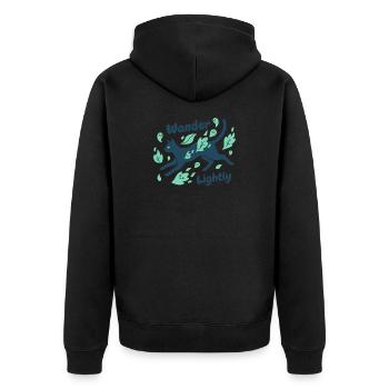 Chemin de chat à travers la mer de feuilles - Veste à capuche bio Premium Unisexe - noir - Dos - Nico (187cm)