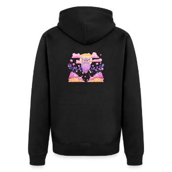 Pastel owl magic over cupcakes - Unisex Premium Organic Zip Hoodie - black - Back - Nico (187cm)