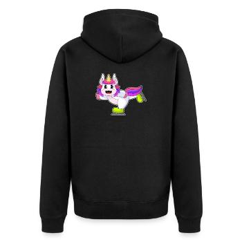Einhorn Eislaufen Schlittschuhe Wintersport - Unisex Premium Organic Zip Hoodie - black - Back - Nico (187cm)
