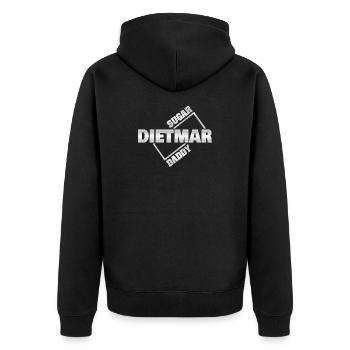Sugardaddy Dietmar - Unisex Premium Bio Zip Hoodie - Schwarz - Hinten - Nico (187cm)