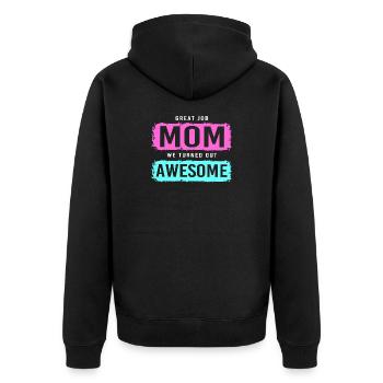 Alleinstehend Alleinerziehend Mutter Single Mama - Unisex Premium Bio Zip Hoodie - Schwarz - Hinten - Nico (187cm)