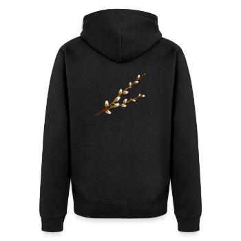 Delicate Palm Catkins Branches – Spring Motif - Unisex Premium Organic Zip Hoodie - black - Back - Nico (187cm)