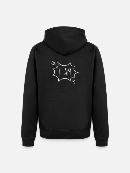 I Am: Powerful Comic Speech Bubble - Unisex Premium Organic Zip Hoodie - black