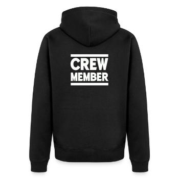 crew member - Unisex Premium Organic Zip Hoodie - black - Back - Nico (187cm)