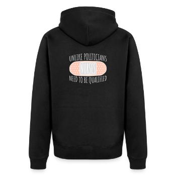 Contrairement aux politiciens, les infirmières doivent être qualifiées - Veste à capuche bio Premium Unisexe - noir - Dos - Nico (187cm)