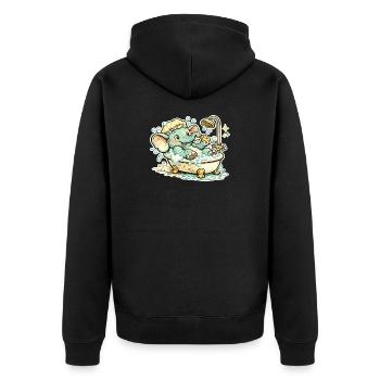 Little elephant in the bathroom shower fun - Unisex Premium Organic Zip Hoodie - black - Back - Nico (187cm)