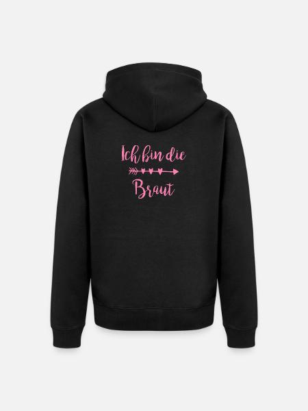 Ich bin die Braut Herzpfeil Script - Unisex Premium Bio Zip Hoodie - Schwarz