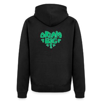 Dream Big! - grün - Unisex Premium Bio Zip Hoodie - Schwarz - Hinten - Nico (187cm)