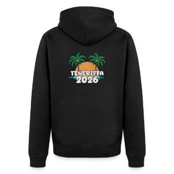 Tenerife 2026 - Unisex Premium Organic Zip Hoodie - black - Back - Nico (187cm)