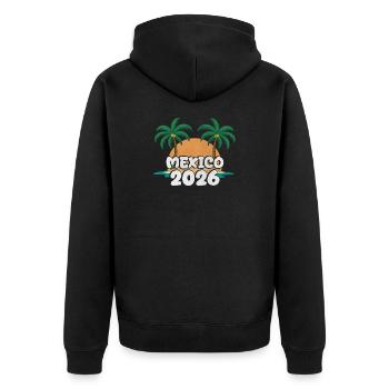 Mexiko 2026 - Unisex Premium Bio Zip Hoodie - Schwarz - Hinten - Nico (187cm)