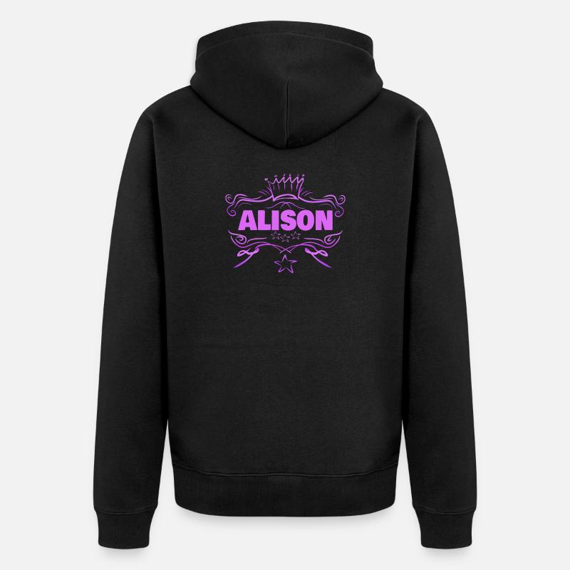 Frau Alison - Unisex Premium Bio Zip Hoodie - Schwarz