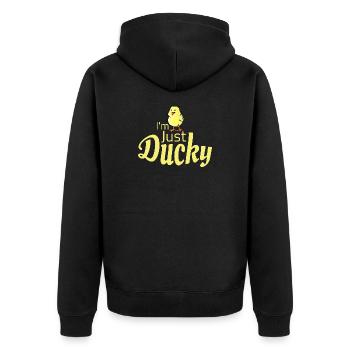 Simple T-shirt graphique amusant Juste Ducky - Veste à capuche bio Premium Unisexe - noir - Dos - Nico (187cm)