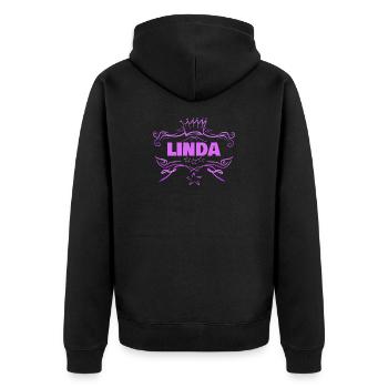 Linda als Frau - Unisex Premium Bio Zip Hoodie - Schwarz - Hinten - Nico (187cm)