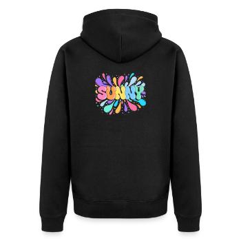 Sunny PopArt Multicolor - Unisex Premium Organic Zip Hoodie - black - Back - Nico (187cm)