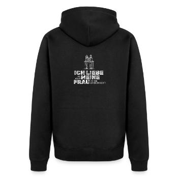 Ich liebe meine Frau – Wandern Paar Geschenk - Unisex Premium Bio Zip Hoodie - Schwarz - Hinten - Nico (187cm)