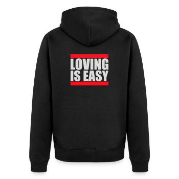 Loving Is Easy Inspirierend Romantisch Spruch Logo - Unisex Premium Bio Zip Hoodie - Schwarz - Hinten - Nico (187cm)