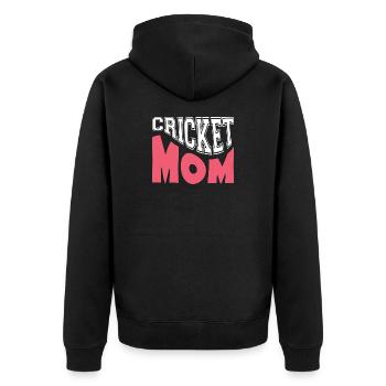 Cricket-Mama Stolz Sport-Mama-Geschenk - Unisex Premium Bio Zip Hoodie - Schwarz - Hinten - Nico (187cm)