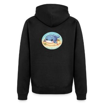 Wal auf Sandbank im Meer - Unisex Premium Bio Zip Hoodie - Schwarz - Hinten - Nico (187cm)