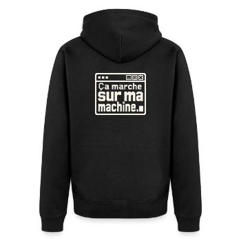 Développeur, ça marche sur ma machine - Veste à capuche bio Premium Unisexe - noir - Dos - Nico (187cm)
