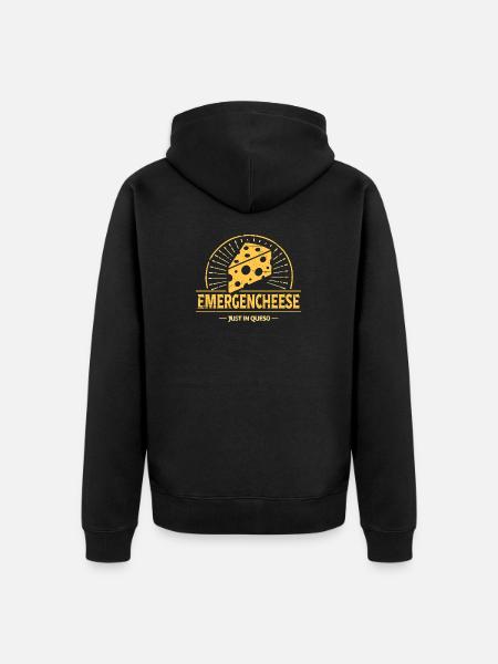 EmergenCheese Sunburst-Käse-Design - Unisex Premium Bio Zip Hoodie - Schwarz