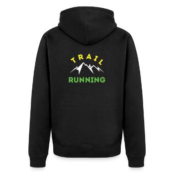 Trail Running - Unisex Premium Bio Zip Hoodie - Schwarz - Hinten - Nico (187cm)