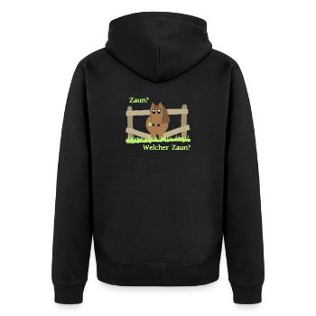 Unschuldiges Pony - Unisex Premium Bio Zip Hoodie - Schwarz - Hinten - Nico (187cm)