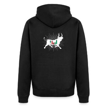 Stocks Bulle - Unisex Premium Organic Zip Hoodie - black - Back - Nico (187cm)