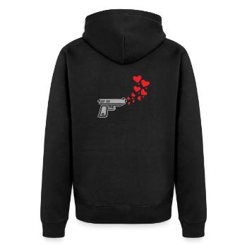 Herz Meinungsfreiheit Liebe Frieden Menschheit - Unisex Premium Bio Zip Hoodie - Schwarz - Hinten - Nico (187cm)