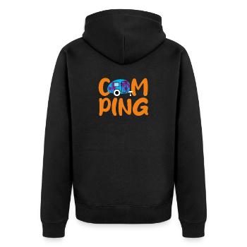 Camping Caravan Palms Quotes Holiday Caravan Fan - Unisex Premium Organic Zip Hoodie - black - Back - Nico (187cm)