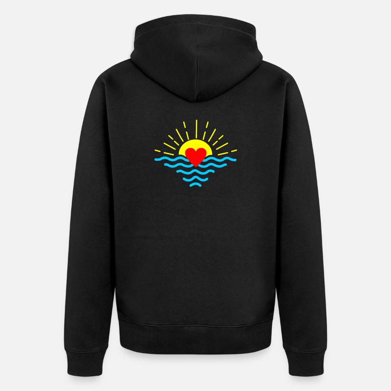 Coucher de soleil avec coeur - Veste à capuche bio Premium Unisexe - noir