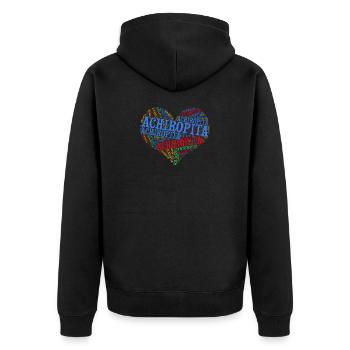 t-shirt Achiropita heart word cloud t-shirt - Unisex Premium Organic Zip Hoodie - black - Back - Nico (187cm)