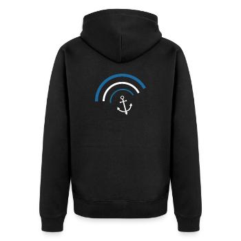 Anker Norddeutschland Seemann Matrose Kapitän - Unisex Premium Bio Zip Hoodie - Schwarz - Hinten - Nico (187cm)