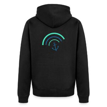 Anker Norddeutschland Seemann Matrose Kapitän - Unisex Premium Bio Zip Hoodie - Schwarz - Hinten - Nico (187cm)