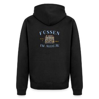 Füssen im Allgäu, Altstadt, Fassade Stadtapotheke - Unisex Premium Bio Zip Hoodie - Schwarz - Hinten - Nico (187cm)