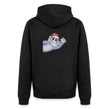 Affe Weihnachten - Unisex Premium Bio Zip Hoodie - Schwarz - Hinten - Nico (187cm)