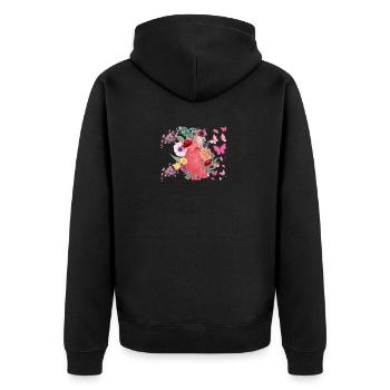 Cœur fleurs et papillons - Veste à capuche bio Premium Unisexe - noir - Dos - Nico (187cm)
