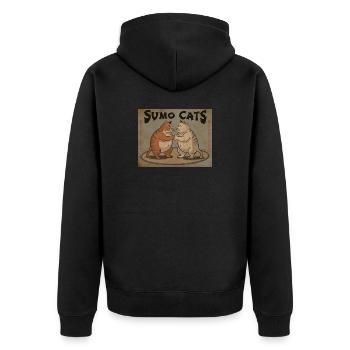 Chats de sumo (vintage) - Veste à capuche bio Premium Unisexe - noir - Dos - Nico (187cm)