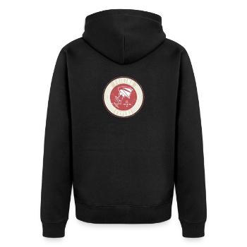 Vintage Label Wingfoils - Unisex Premium Organic Zip Hoodie - black - Back - Nico (187cm)