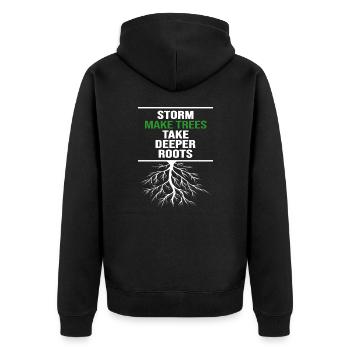 Bonsai Yamadori shohin "kleiner Baum" Nebari - Unisex Premium Bio Zip Hoodie - Schwarz - Hinten - Nico (187cm)