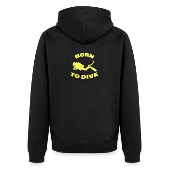 BORN TO DIVE - Unisex Premium Bio Zip Hoodie - Schwarz - Hinten - Nico (187cm)