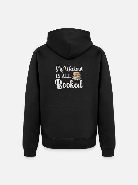 Reading Books Bookworm - Unisex Premium Organic Zip Hoodie - black