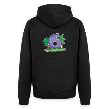 Nummer 6 Muster - Unisex Premium Bio Zip Hoodie - Schwarz - Hinten - Nico (187cm)
