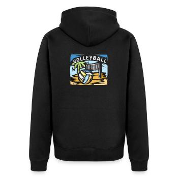 Volleyball illustration with beach volleyball palm tree - Unisex Premium Organic Zip Hoodie - black - Back - Nico (187cm)