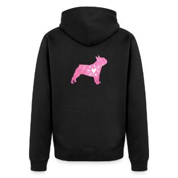 Mops Herz Liebe Fell Hund Wauwau rosa Tierliebe - Unisex Premium Bio Zip Hoodie - Schwarz - Hinten - Nico (187cm)